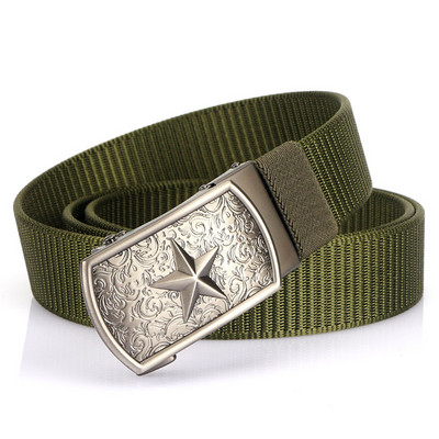 Curea bărbătească din pânză cu cataramă stea metalică