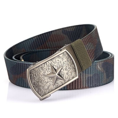 Curea bărbătească din pânză cu cataramă stea metalică