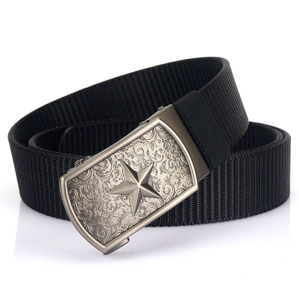 Curea bărbătească din pânză cu cataramă stea metalică