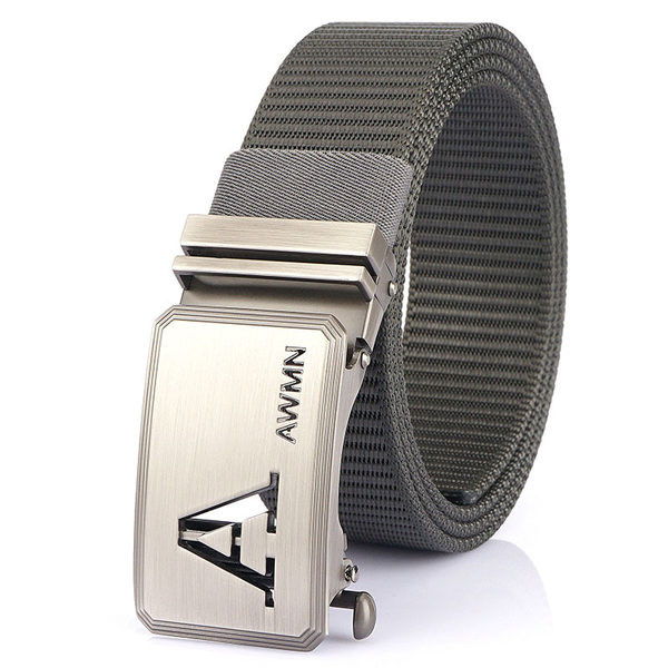Curea elegantă pentru bărbați, cu cataramă metalică și inscripție