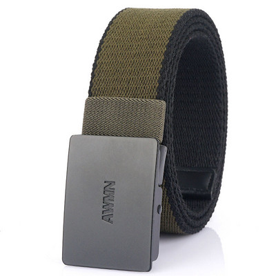 Textilný opasok pre mužov s kovovou prackou a nápisom