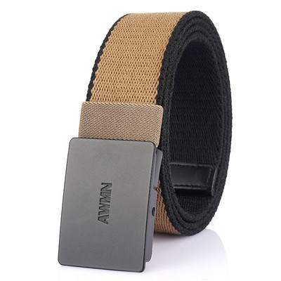 Textilný opasok pre mužov s kovovou prackou a nápisom