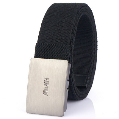 Textilný opasok pre mužov s kovovou prackou a nápisom