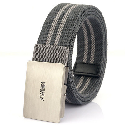 Textilný opasok pre mužov s kovovou prackou a nápisom