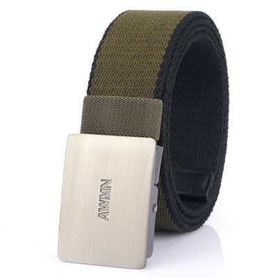 Textilný opasok pre mužov s kovovou prackou a nápisom