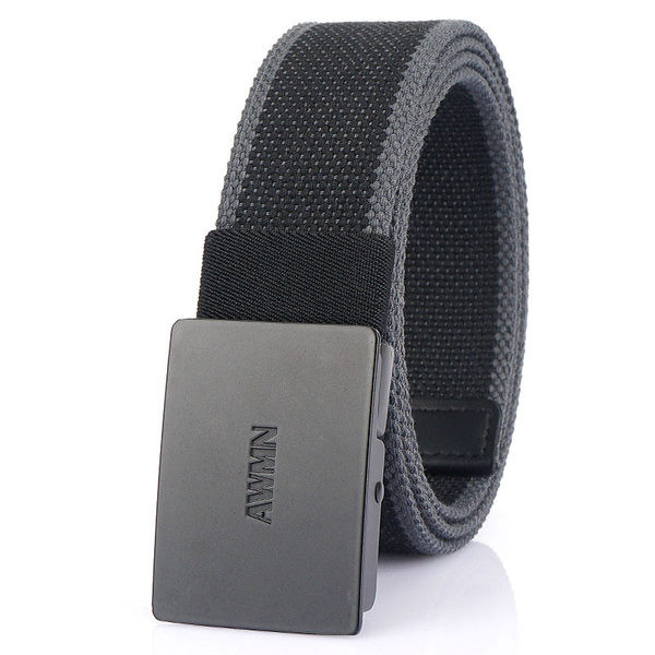 Textilný opasok pre mužov s kovovou prackou a nápisom