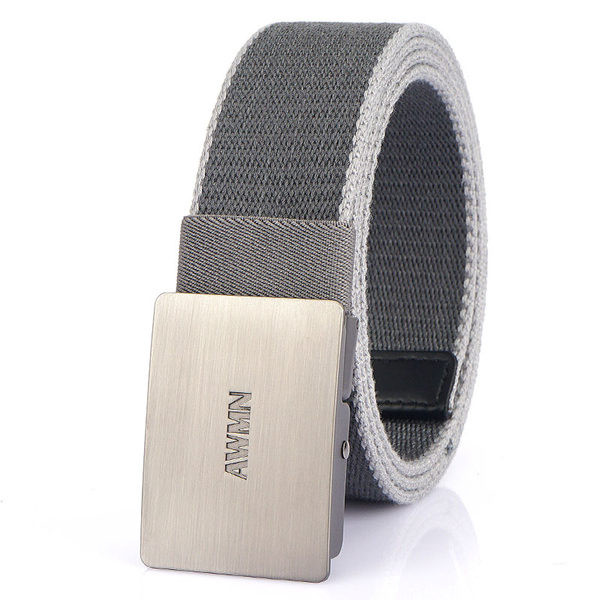 Textilný opasok pre mužov s kovovou prackou a nápisom