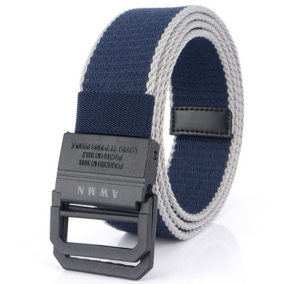 Naujo modelio diržas iš tekstilės su metaliniu užsegimu ir užrašu