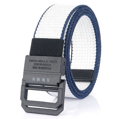 Naujo modelio diržas iš tekstilės su metaliniu užsegimu ir užrašu