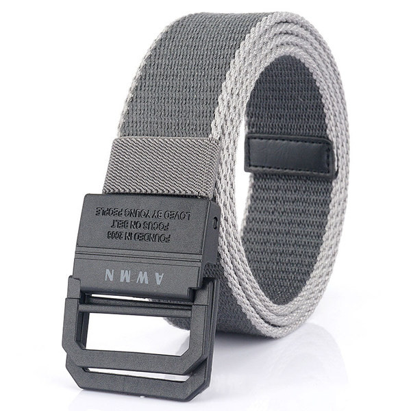 Naujo modelio diržas iš tekstilės su metaliniu užsegimu ir užrašu