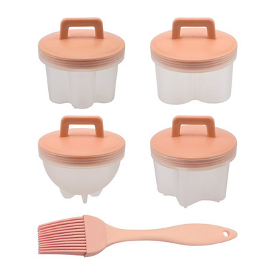 HOOMIN Forma na vajíčka, plastový varič na vajíčka, kuchynský nástroj na varenie, 4 ks/sada roztomilých varičiek na vajíčka, nástroj na pečenie s vekom a kefkou