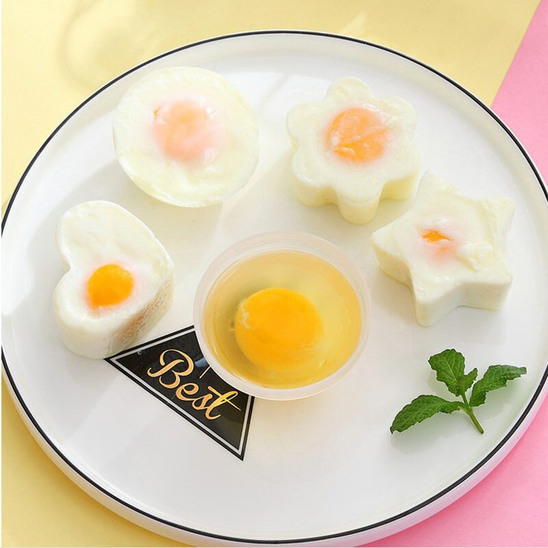 4 ks/sada plastových foriem na varenie vajec s kefkou, kuchynské nástroje na varenie vajec pre deti, výrobca palaciniek U2
