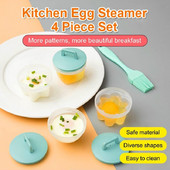 4 ks/sada opakovane použiteľných plastových roztomilých kotlov na vajíčka, sada na varenie vajec, kuchynské nástroje na varenie vajec, forma na vajíčka s vekom, štetcom na palacinky