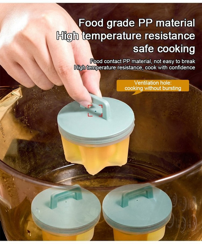 4 ks/sada opakovane použiteľných plastových roztomilých kotlov na vajíčka, sada na varenie vajec, kuchynské nástroje na varenie vajec, forma na vajíčka s vekom, štetcom na palacinky