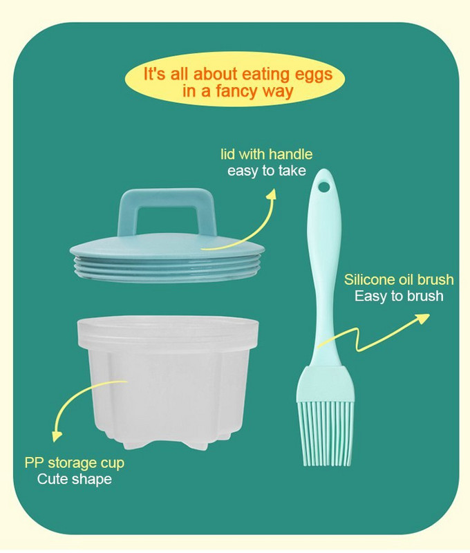 4 ks/sada opakovane použiteľných plastových roztomilých kotlov na vajíčka, sada na varenie vajec, kuchynské nástroje na varenie vajec, forma na vajíčka s vekom, štetcom na palacinky