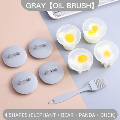 4 vienetai/rinkinys mielo kiaušinių garintuvo, kepto kiaušinio formelės kūdikių maisto papildas virtuvės buitinė kiaušinienė su dangčiu šepetėliu blynų keptuvė