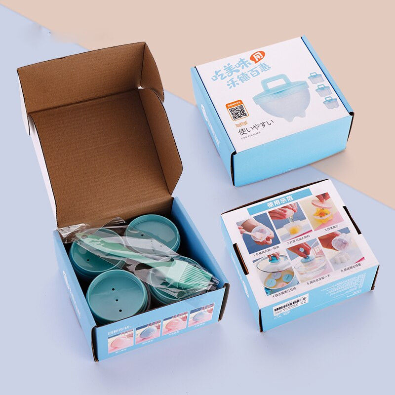 4 vienetai/rinkinys mielo kiaušinių garintuvo, kepto kiaušinio formelės kūdikių maisto papildas virtuvės buitinė kiaušinienė su dangčiu šepetėliu blynų keptuvė