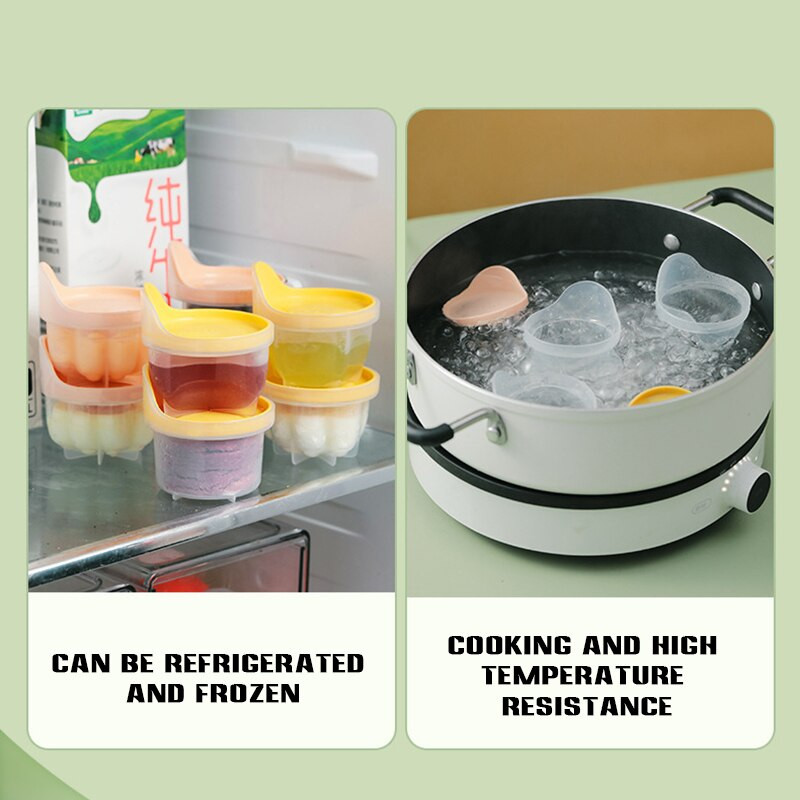 4 бр. Контейнери за бебешка храна за варене на яйца Купа за уред за варене на яйца със сепаратор за яйчен жълтък Маслена четка Кухненски инструменти за готвене Аксесоари