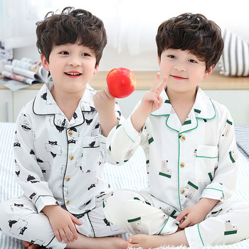 Детска пижама за момчета от две части -горнище с копчета и долнище