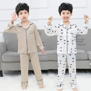 Детска пижама за момчета от две части с копчета и принт
