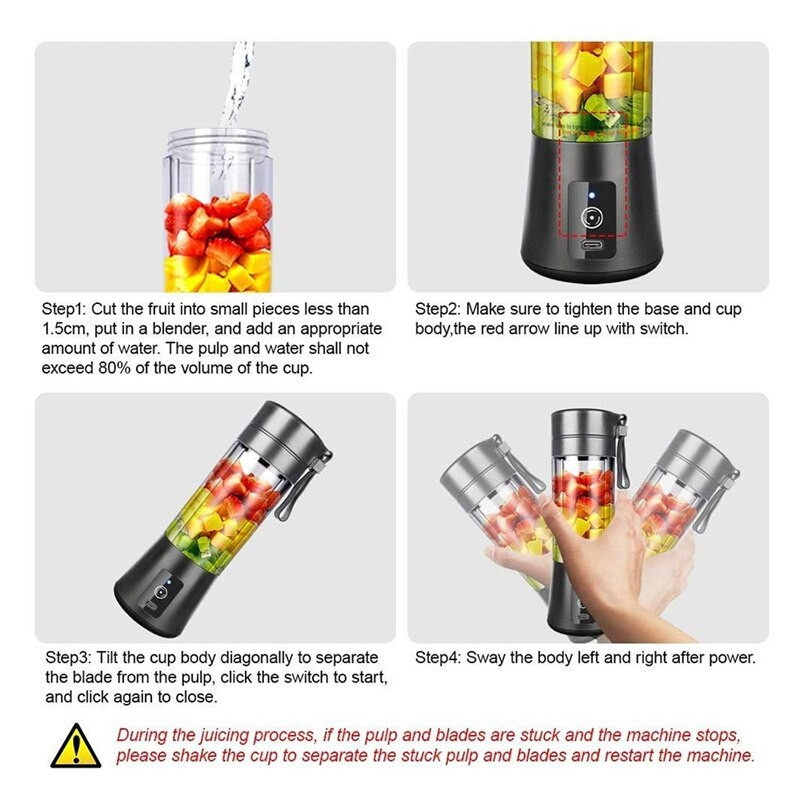 Nešiojamas maišytuvas, kokteilių plakiklis, mini trintuvas kokteiliams ir kokteiliams, USB įkraunamas namų kelionių vaisių sulčiaspaudės puodelis