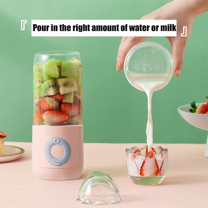 Elektrický odšťavovač s pohármi 500 ml, elektrický odšťavovač, mini odšťavovač, nabíjateľný s USB, 6 krájačov, mixéry na ovocie, odšťavovače na cestovanie a extraktory ovocia.