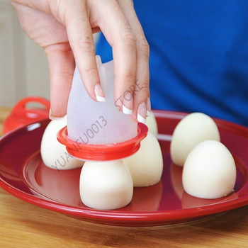 6Pcs Egg Boiler Poachers Steamer Многофункционален Egg Slicer Cutter Силиконови незалепващи чаши за яйца Boilers Бял Червен Разделител за жълтък