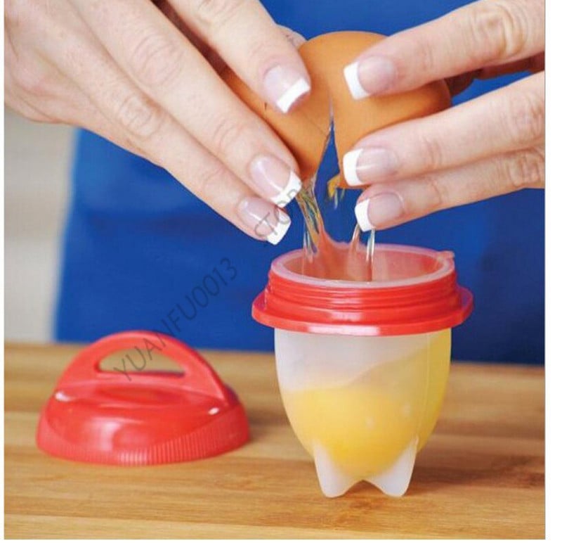 6 ks, parný hrniec na vajcia, multifunkčný krájač na vajcia, silikónový nepriľnavý kelímok na vajcia, kotly, biely červený oddeľovač žĺtkov