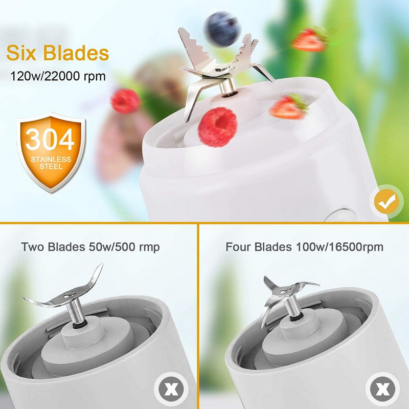 USB elektrinė mini sulčiaspaudė Nešiojama įkraunama vaisių daržovių trintuvas 400 ml sulčių pieno kokteilių puodelio maišytuvas virtuvės vaisiams įrankiai