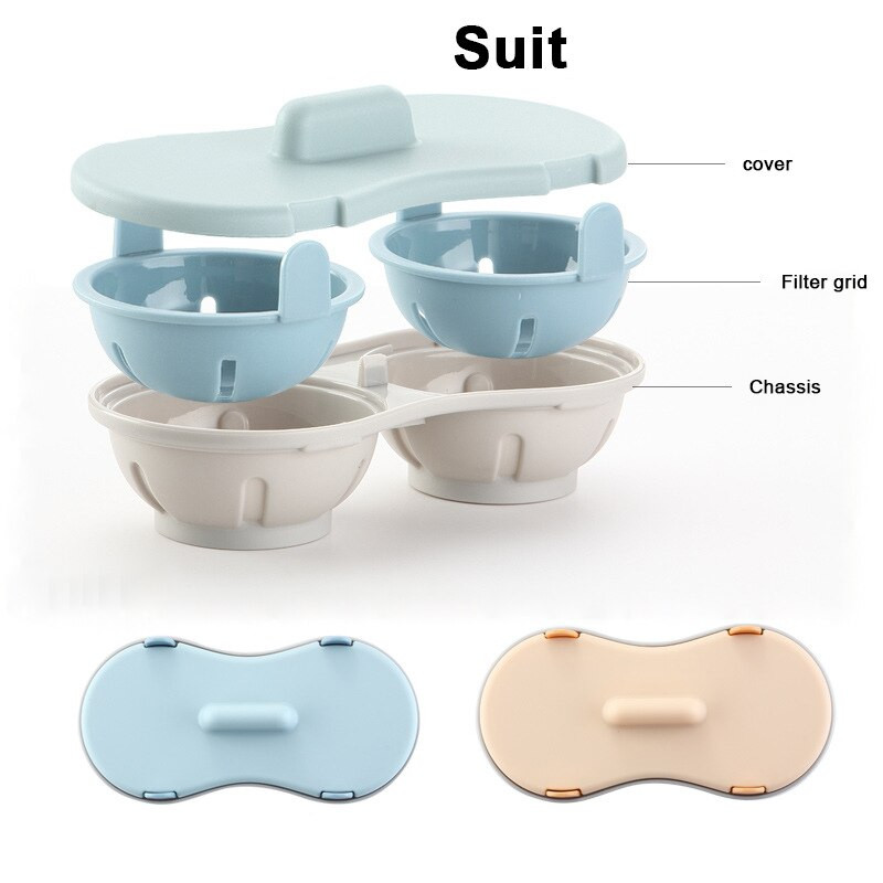 2 rács Kreatív Mikrohullámú Gőzölt tojástálca Élelmiszer minőségű PP Anyag Tojásfőző Forma Konyha Reggeli Tojás Orvvadászok Főzőeszköz