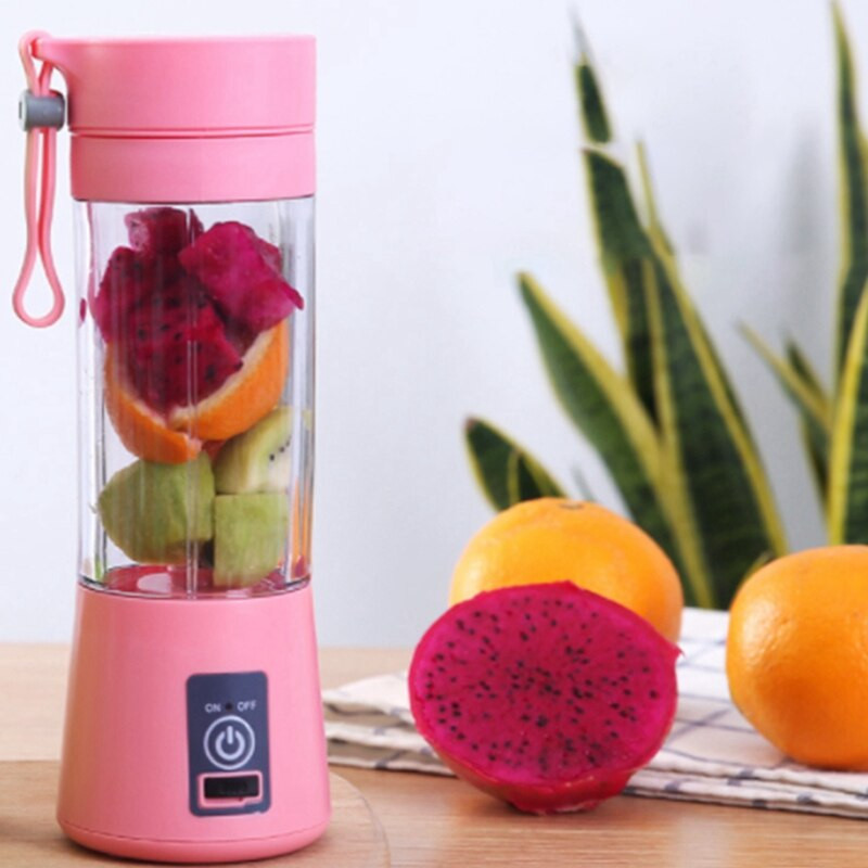 Nešiojamas 4 peilių elektrinis sulčių maišytuvo puodelio buteliuko maišytuvas su USB įkraunamas kokteilis kelionėms sporto salėje