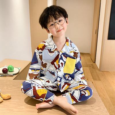 Dvodijelna pidžama za dječake s različitim printom i gumbima