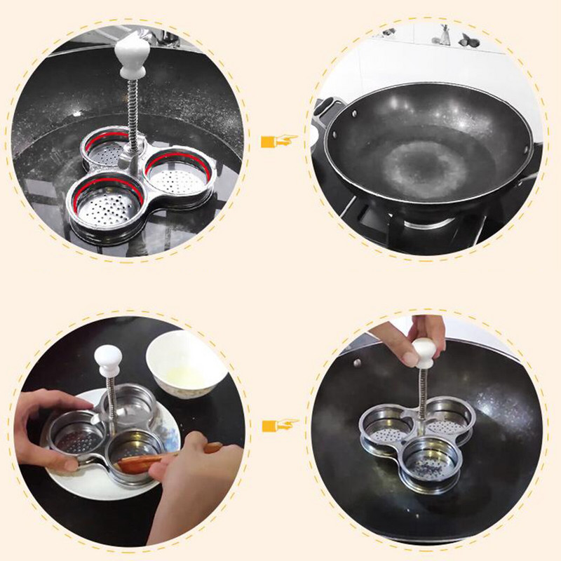 Nerezový pytliak na vajcia s 3 jamkami, parný hrniec, vajcia na mäkko/natvrdo s/bez spodného otvoru, kuchynský gadget