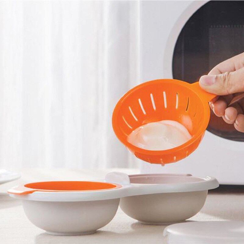 Kreatívny mikrovlnný vajcový pytliak, odkvapkávač vajec, varič na vajcia, potravinársky riad, dvojitý pohár, vajce, kuchynský dusený vajce, sada nástrojov na varenie