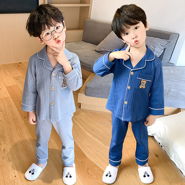 Dvodijelna dječja pidžama za dječake - s vezom i džepom