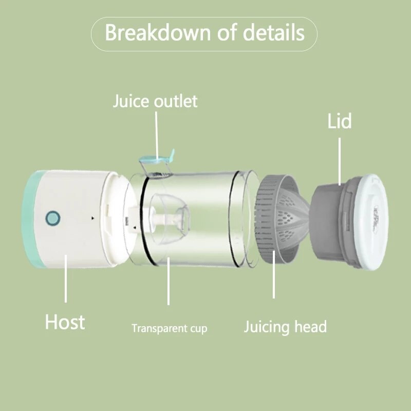 Електрическа сокоизстисквачка Блендер USB зареждане Сокоизстисквачка за плодове Преносима портокалова изстисквачка Шнек Сокоизстисквачки Автоматичен блендер Домакински уред