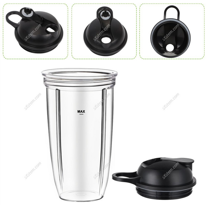 Hrnček na odšťavovač, priehľadná náhrada za Nutribullet Combo, praktický ekologický odšťavovač 24 oz s viečkom