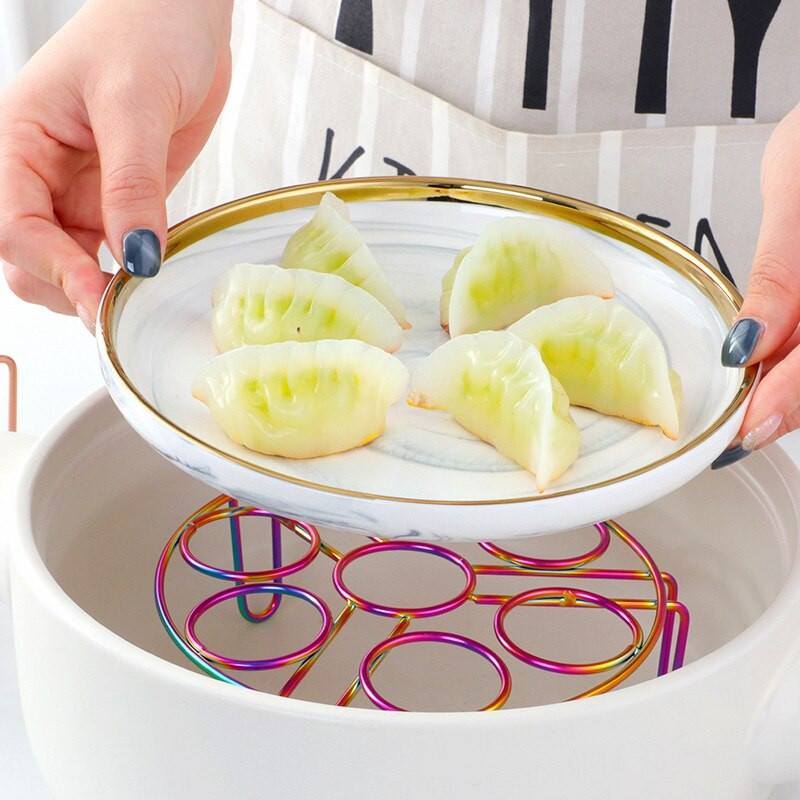 Златна многофункционална поставка за яйца за варене на пара Домакинска поставка за варене на пара от неръждаема стомана Водоустойчива поставка за варене на пара с високи крачета Инструменти за готвене