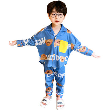 Детска пижама за момчета с копчета и принт 