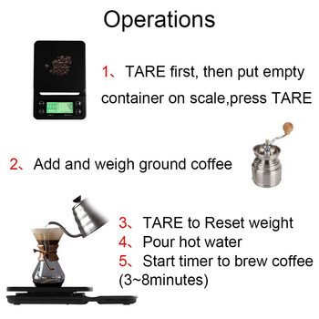 3kg 0,1g 5kg 0,1g καφέ με βάρος 0,1g Ζυγαριά καφέ με χρονοδιακόπτη Ψηφιακή ζυγαριά κουζίνας Ζυγαριά LCD υψηλής ακρίβειας