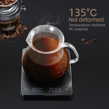 2021 Ново черно огледало Basic+ Електронна везна Вграден автоматичен таймер за наливане на еспресо Интелигентна везна за кафе Кухненски везни 3 кг