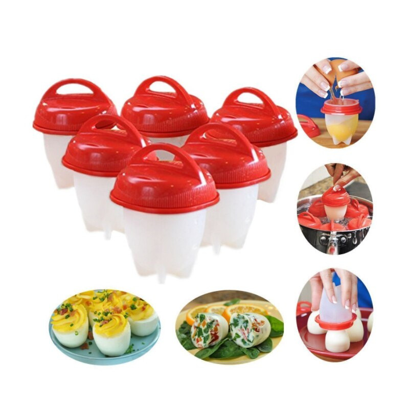 6 ks vajec Poachers nepriľnavý silikónový sporák na vajcia varné sporáky 6-dielne balenie forma na varené vajcia parné poháre kuchynské náčinie