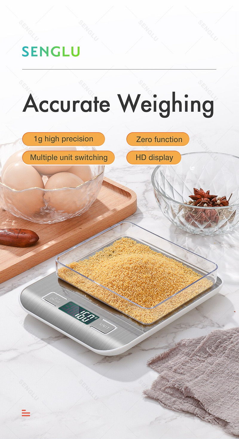 Кухненска везна с LCD дисплей Цифрова везна за храна Тегло в грамове и унции за отслабване Готвене Печене Високопрецизни везни