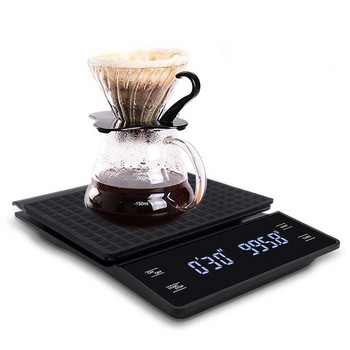 Преносима електронна дигитална везна за кафе с таймер, високопрецизен LED дисплей, домакински баланс на теглото, кухненски инструменти за измерване