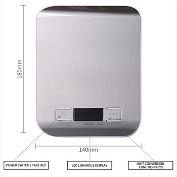 10/5 кг битова кухненска везна от неръждаема стомана за измерване на баланса на храните и диетите LCD прецизни електронни везни