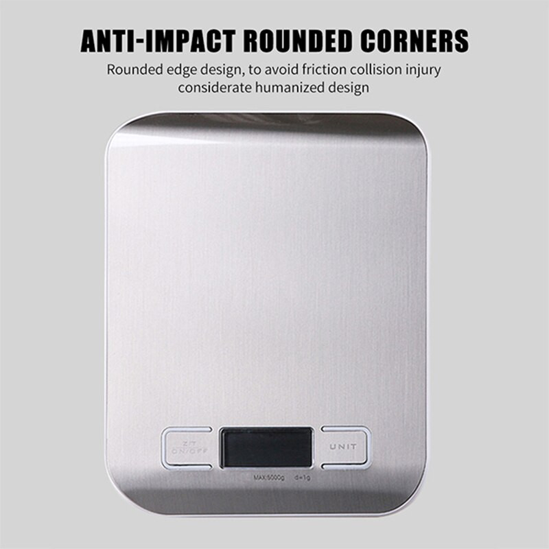 10/5 кг битова кухненска везна от неръждаема стомана за измерване на баланса на храните и диетите LCD прецизни електронни везни