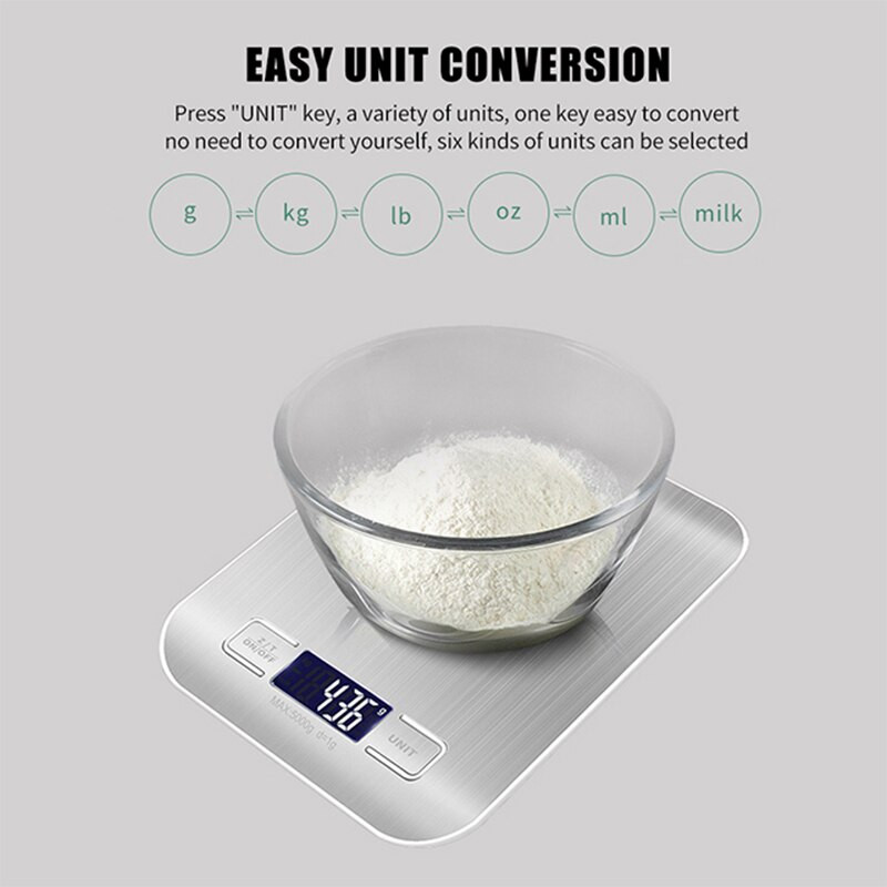 10/5 кг битова кухненска везна от неръждаема стомана за измерване на баланса на храните и диетите LCD прецизни електронни везни