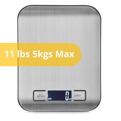 Кухненска везна Мултифункционална цифрова везна за храна, 11 lb 5 kg, платформа от неръждаема стомана с LCD дисплей (розово злато/сребро)