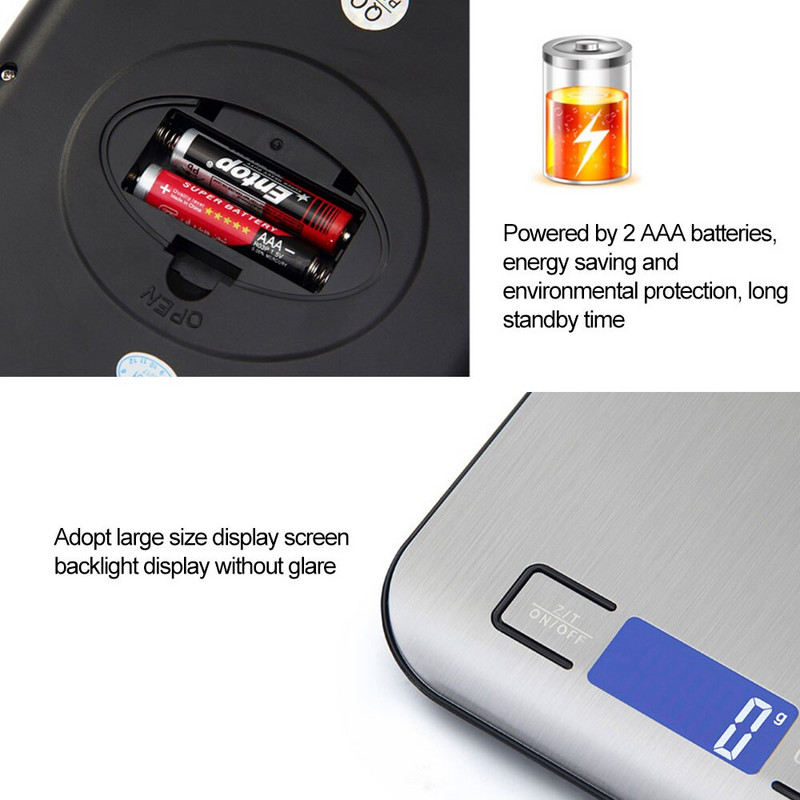 5kg/1g Цифрова електронна кухненска везна от неръждаема стомана за храна и диета Многофункционална електронна везна за печене Кухненска везна