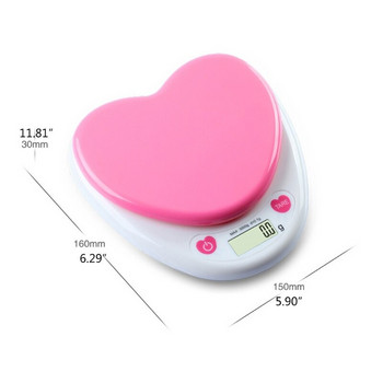 Кухненска везна във формата на сърце, цифрова везна с грамове, LCD дисплей, везна за храна за готвене, печене, инструмент за измерване на теглото